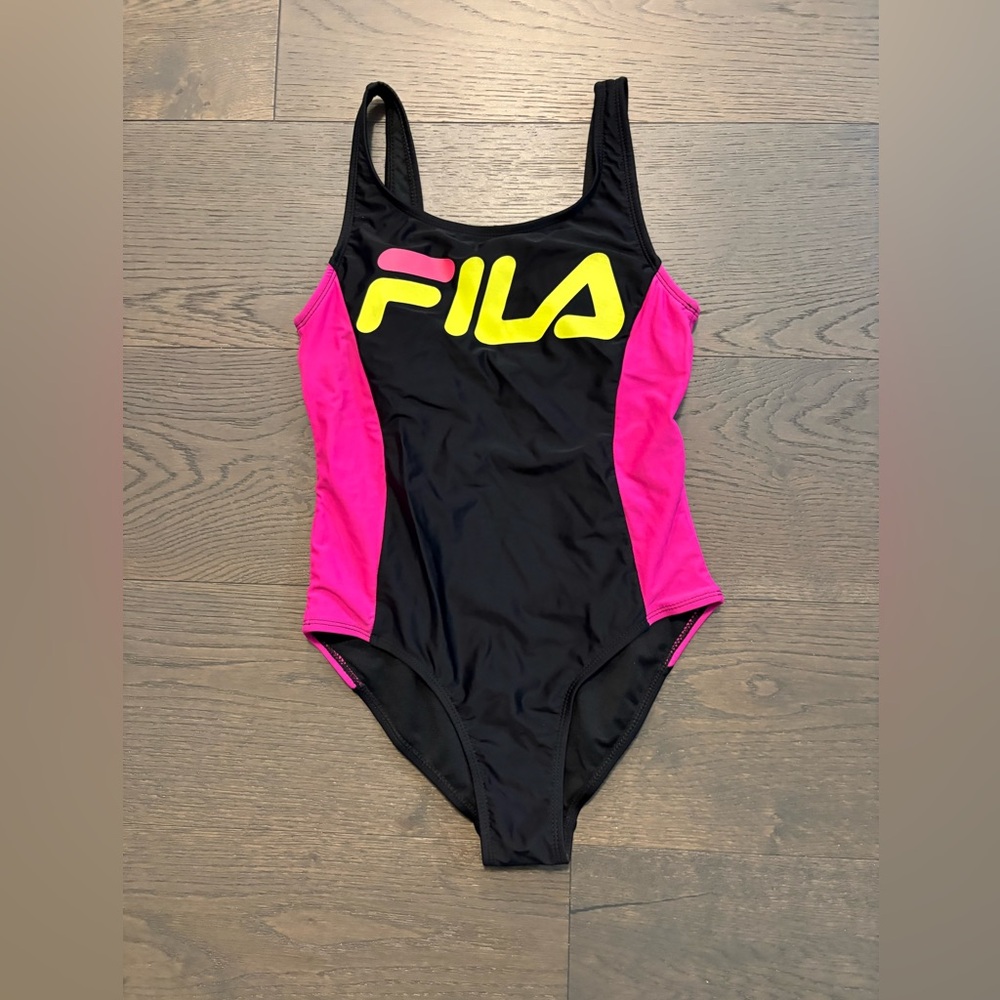 Fila brand girls black swimsuit sz 14 new with tags ret $99